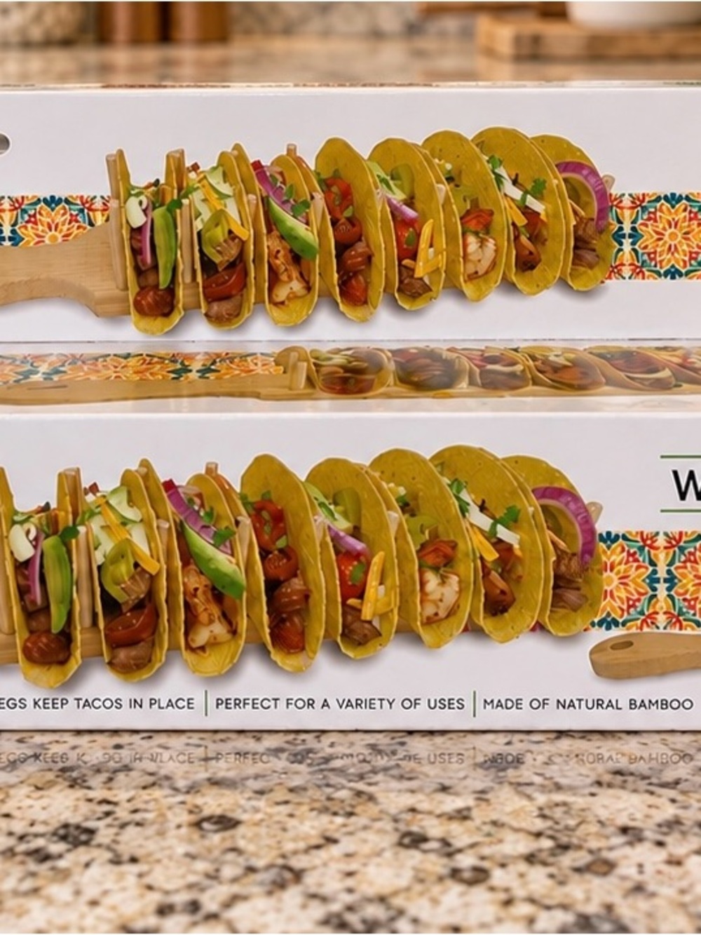 NEW Taco Night Wooden Taco Holder Bamboo 8 Taco Stand FAST SHIPPING/SAME DAY